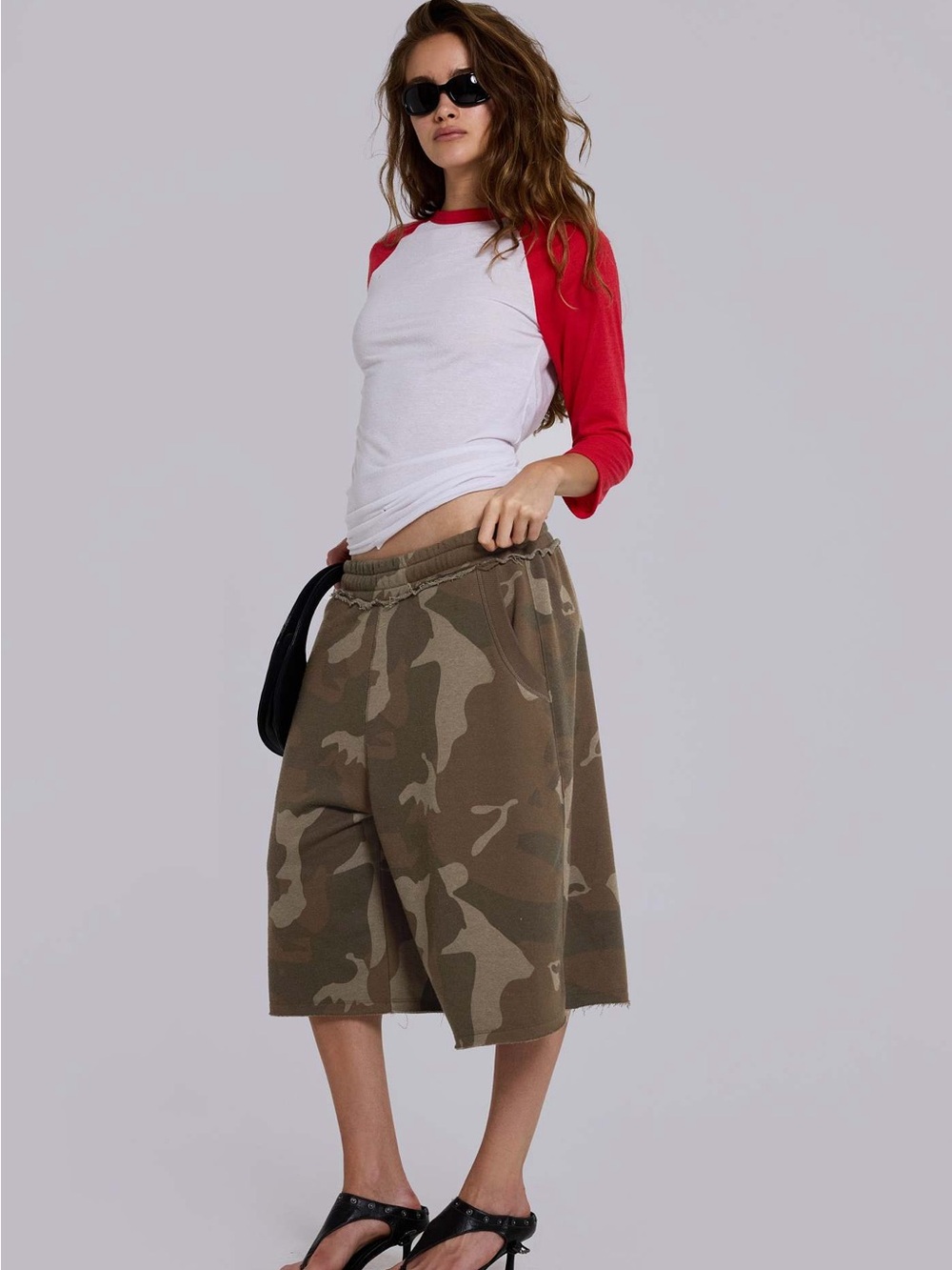 Jaded London Olive Camo Relaxed Cargo Bermudas